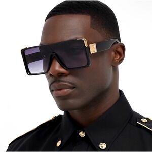 Men Sunglasses Steampunk Cyberpunk Retro Hip Hop Streetwear Designer Style Flat